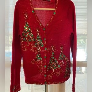 UGLY SWEATER PARTY! Vintage sz Small ugly cardigan